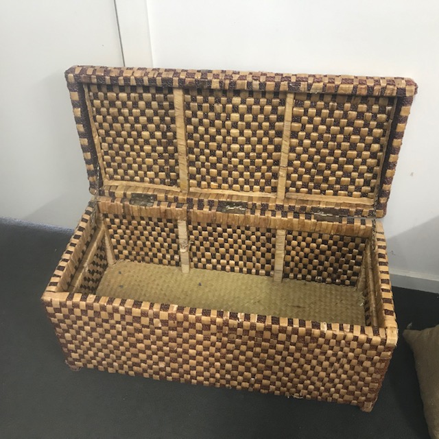 HAMPER or CHEST, Large Woven Cane 74x34x36cm H